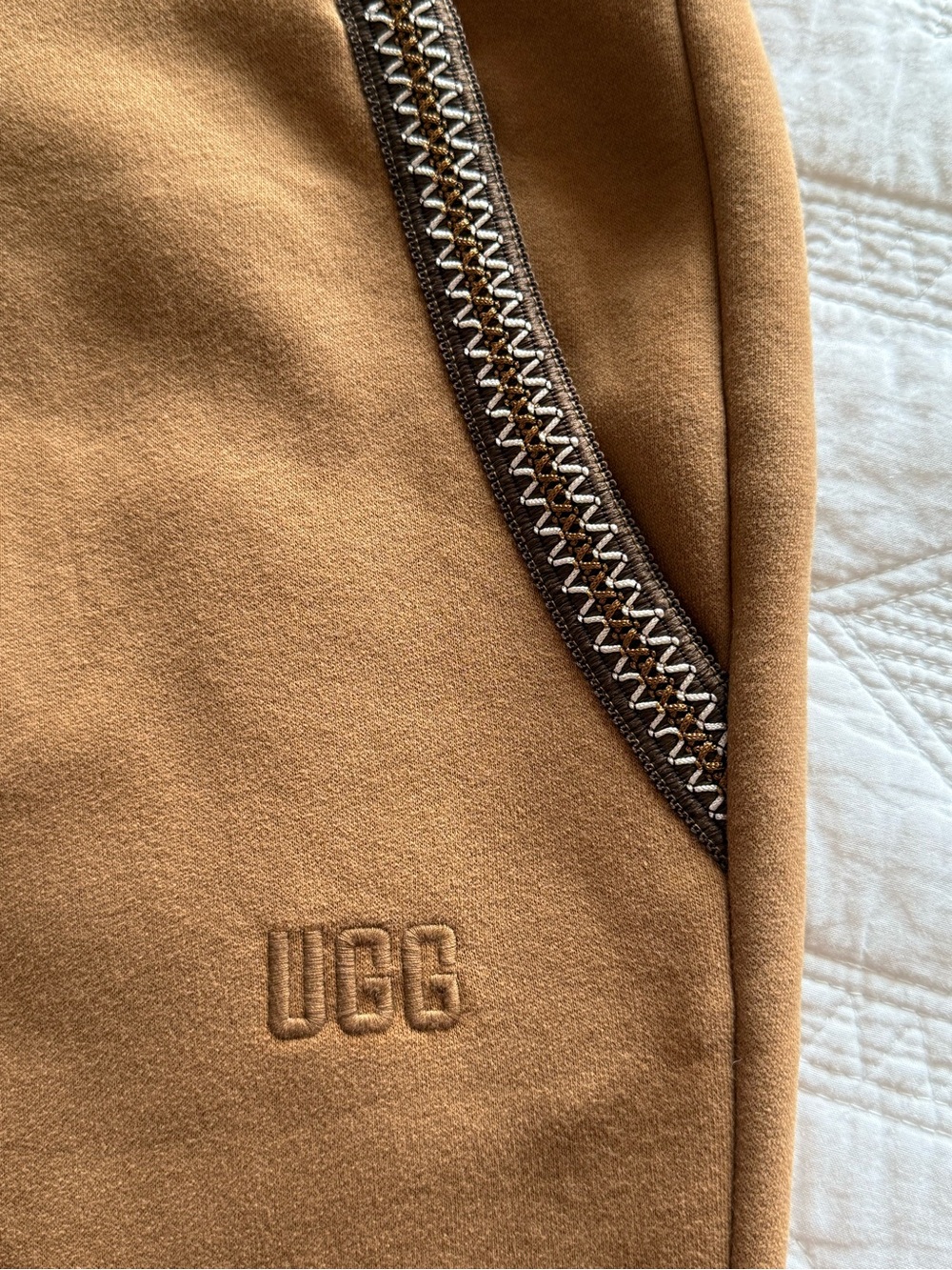 UGG Men's Sweatpants in Caramel with Dark Brown Trim. Worn 1x.  Unisex